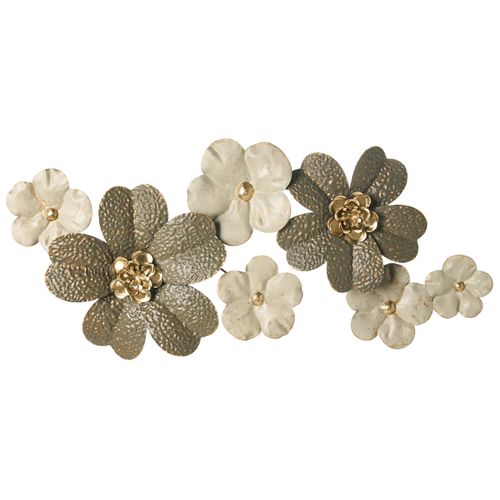 Décoration Murale Fleur Lanthanum Métal 52 Cm Beige