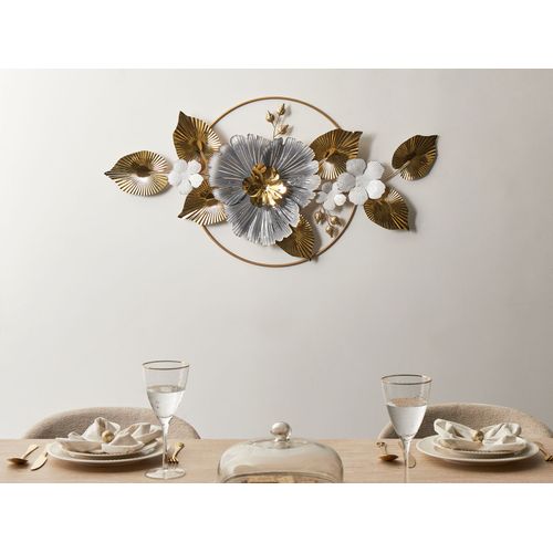 Décoration Murale Fleur Terbium Métal 56 Cm Doré