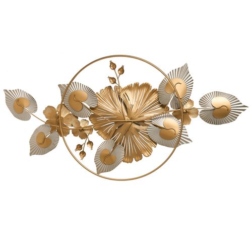 Décoration Murale Fleur Terbium Métal 56 Cm Doré