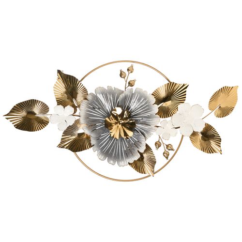 Décoration Murale Fleur Terbium Métal 56 Cm Doré