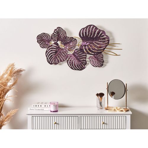 Décoration Murale Feuille Holmium Métal 50 Cm Pourpre