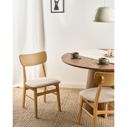 Lot De 2 Chaises De Salle à Manger Anoka Bois Marron Clair/beige