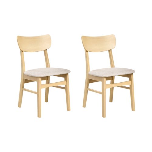 Lot De 2 Chaises De Salle à Manger Anoka Bois Marron Clair/beige