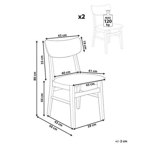 Lot De 2 Chaises De Salle à Manger Anoka Bois Marron Clair/beige