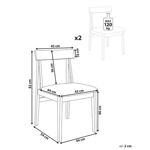 Lot De 2 Chaises De Salle à Manger Isle Bois Marron Clair/beige