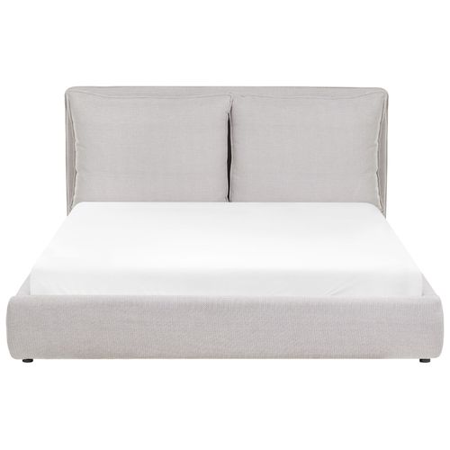 Lit Avec Sommier Tissu Bajonna 160 X 200 Cm Gris Clair