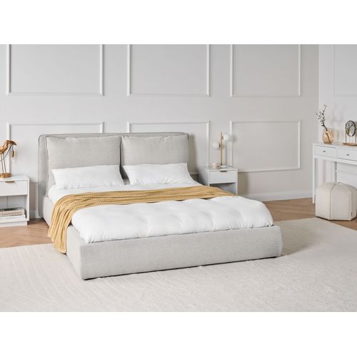 Lit Avec Sommier Tissu Bajonna 160 X 200 Cm Gris Clair