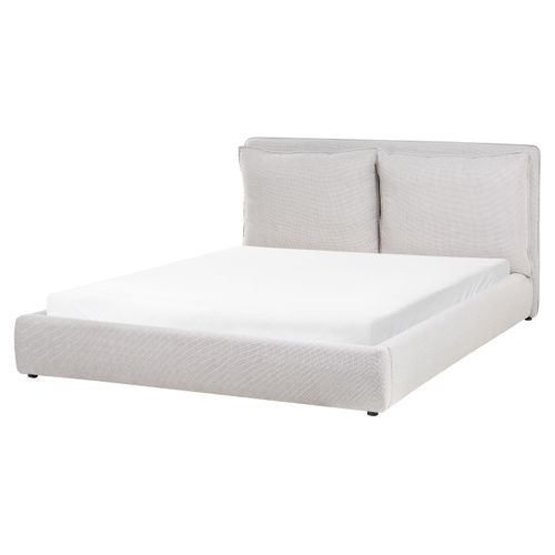 Lit Avec Sommier Tissu Bajonna 160 X 200 Cm Gris Clair