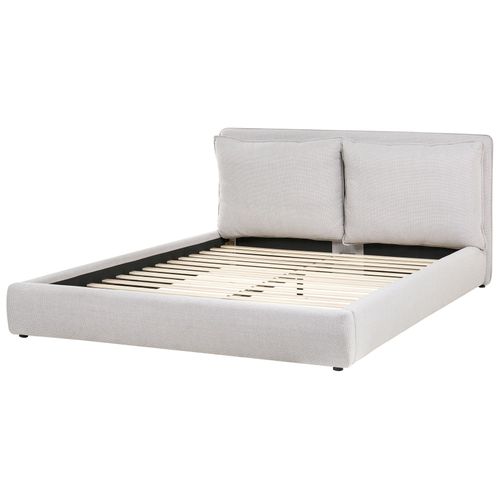 Lit Avec Sommier Tissu Bajonna 180 X 200 Cm Gris Clair