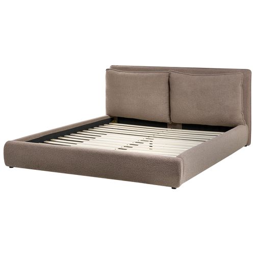 Lit Avec Sommier Bouclé Bajonna 180 X 200 Cm Marron