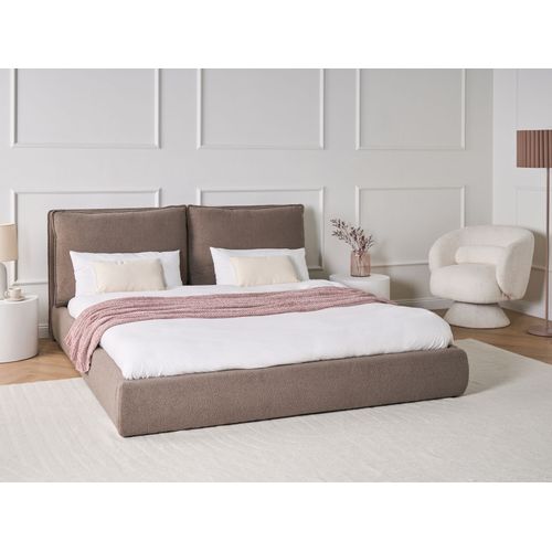 Lit Avec Sommier Bouclé Bajonna 180 X 200 Cm Marron
