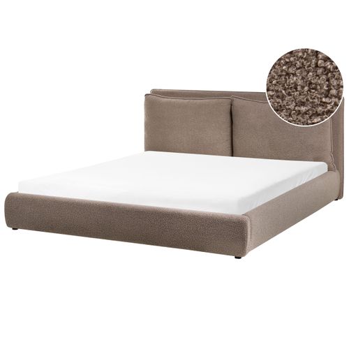 Lit Avec Sommier Bouclé Bajonna 180 X 200 Cm Marron