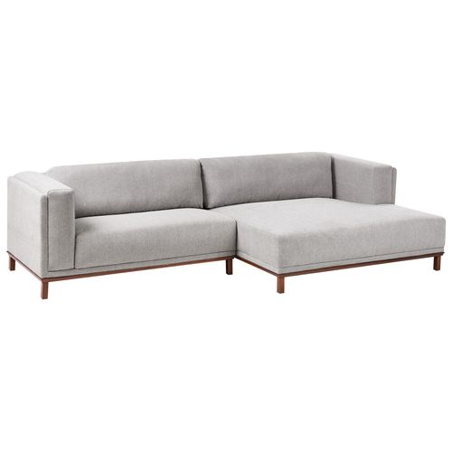 Canapé D'angle 4 Places Veng Tissu Gris Côté Gauche