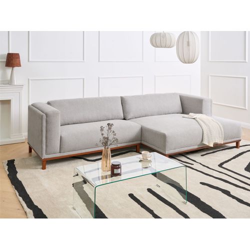 Canapé D'angle 4 Places Veng Tissu Gris Côté Gauche