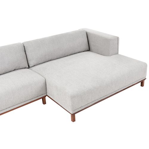 Canapé D'angle 4 Places Veng Tissu Gris Côté Gauche