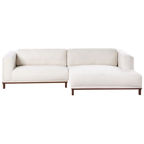 Canapé D'angle 4 Places Veng Bouclé Blanc Cassé Côté Gauche