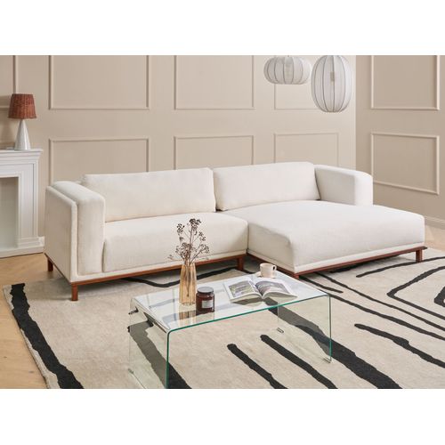 Canapé D'angle 4 Places Veng Bouclé Blanc Cassé Côté Gauche