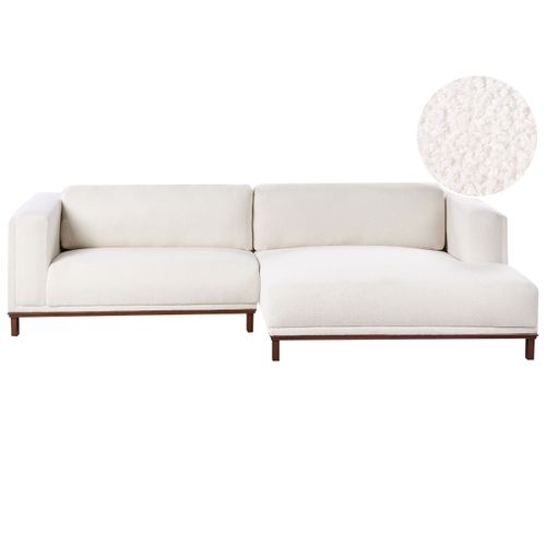 Canapé D'angle 4 Places Veng Bouclé Blanc Cassé Côté Gauche