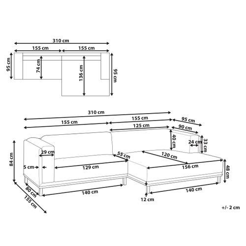 Canapé D'angle 4 Places Veng Bouclé Blanc Cassé Côté Gauche