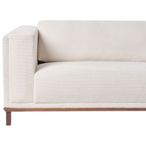 Canapé D'angle 4 Places Veng Velours Côtelé Beige Clair Côté Gauche