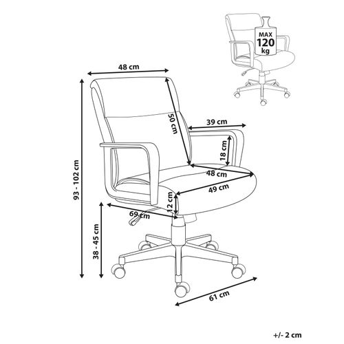 Chaise De Bureau Byron Tissu Gris