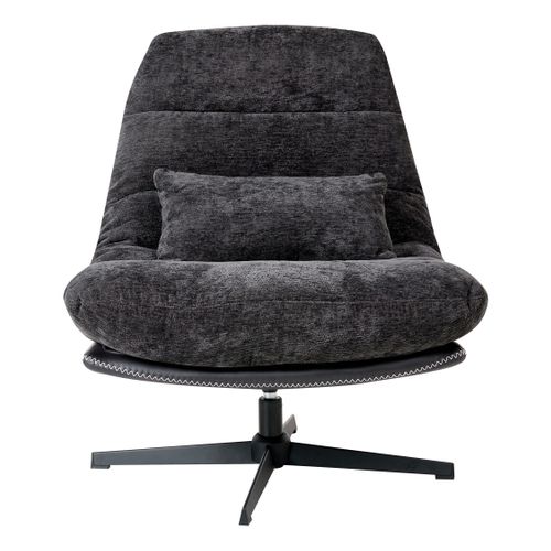 Fauteuil Pivotant Tovik Tissu Chenille Noir