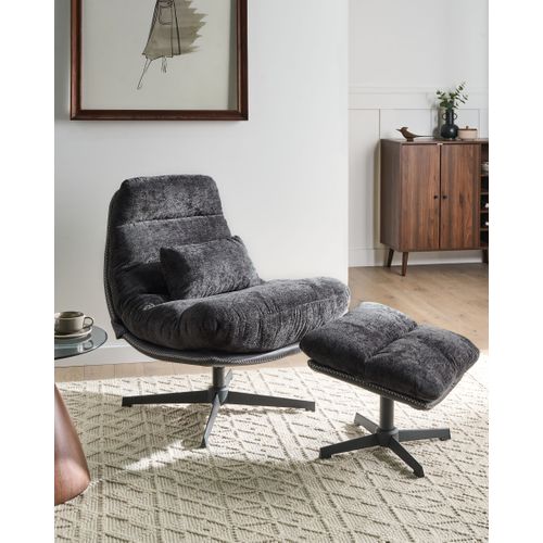 Fauteuil Pivotant Tovik Tissu Chenille Noir
