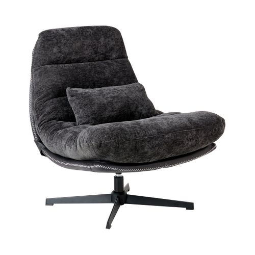 Fauteuil Pivotant Tovik Tissu Chenille Noir