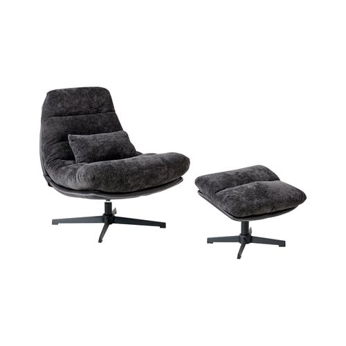 Fauteuil Pivotant Tovik Tissu Chenille Noir