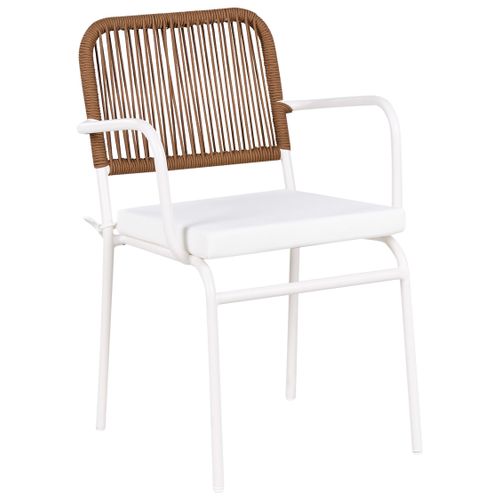Lot De 4 Chaises De Jardin Avec Coussins Taceno Métal Blanc