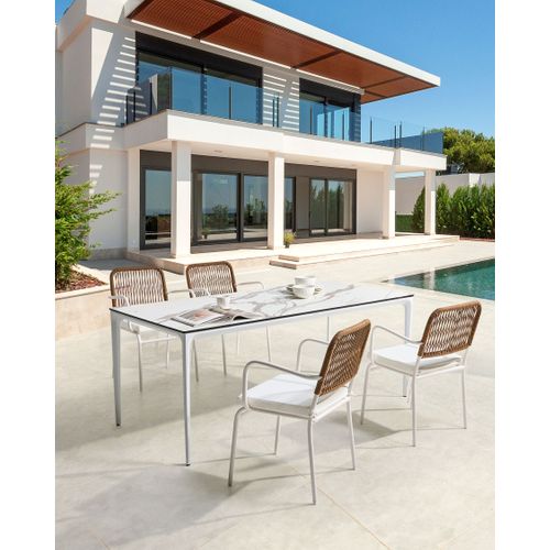 Lot De 4 Chaises De Jardin Avec Coussins Taceno Métal Blanc