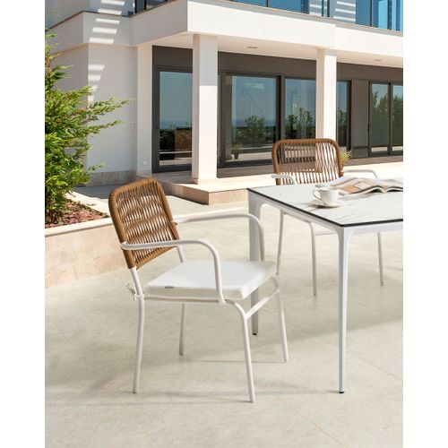 Lot De 4 Chaises De Jardin Avec Coussins Taceno Métal Blanc