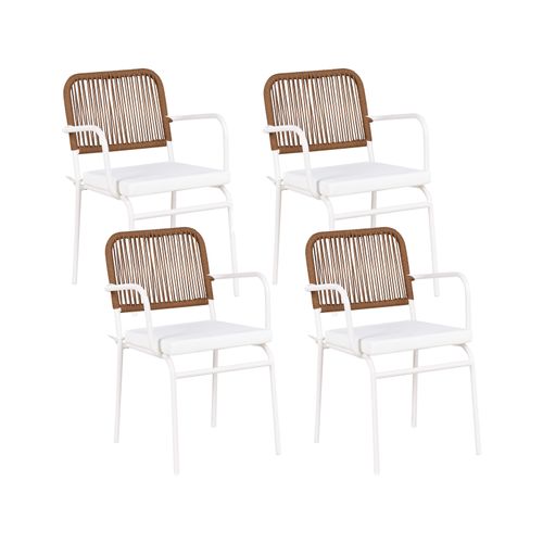 Lot De 4 Chaises De Jardin Avec Coussins Taceno Métal Blanc