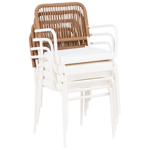 Lot De 4 Chaises De Jardin Avec Coussins Taceno Métal Blanc