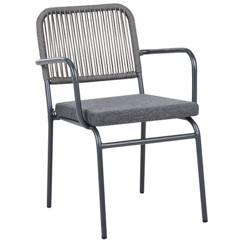 Lot De 4 Chaises De Jardin Avec Coussins Taceno Métal Gris