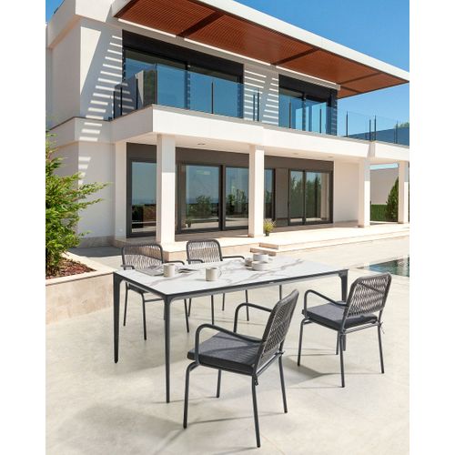 Lot De 4 Chaises De Jardin Avec Coussins Taceno Métal Gris