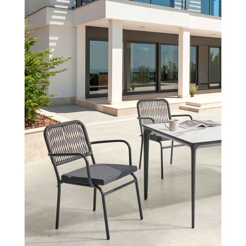 Lot De 4 Chaises De Jardin Avec Coussins Taceno Métal Gris