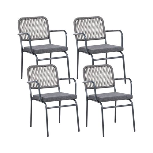 Lot De 4 Chaises De Jardin Avec Coussins Taceno Métal Gris