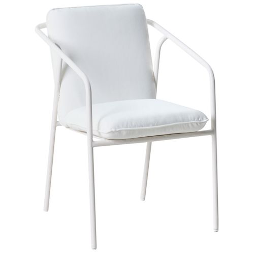 Lot De 4 Chaises De Jardin Avec Coussins Asciano Métal Blanc