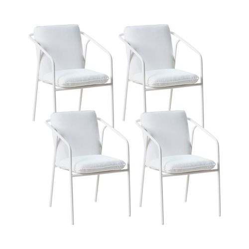 Lot De 4 Chaises De Jardin Avec Coussins Asciano Métal Blanc