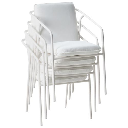 Lot De 4 Chaises De Jardin Avec Coussins Asciano Métal Blanc
