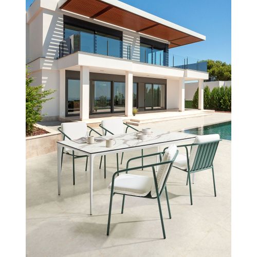 Lot De 4 Chaises De Jardin Avec Coussins Asciano Métal Vert