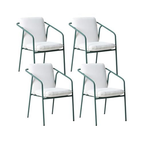 Lot De 4 Chaises De Jardin Avec Coussins Asciano Métal Vert