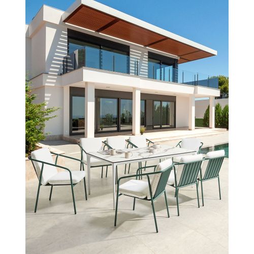 Lot De 8 Chaises De Jardin Avec Coussins Asciano Métal Vert