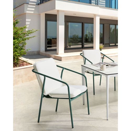 Lot De 8 Chaises De Jardin Avec Coussins Asciano Métal Vert