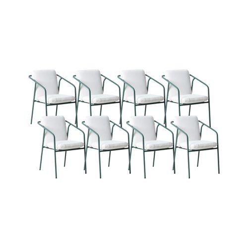 Lot De 8 Chaises De Jardin Avec Coussins Asciano Métal Vert