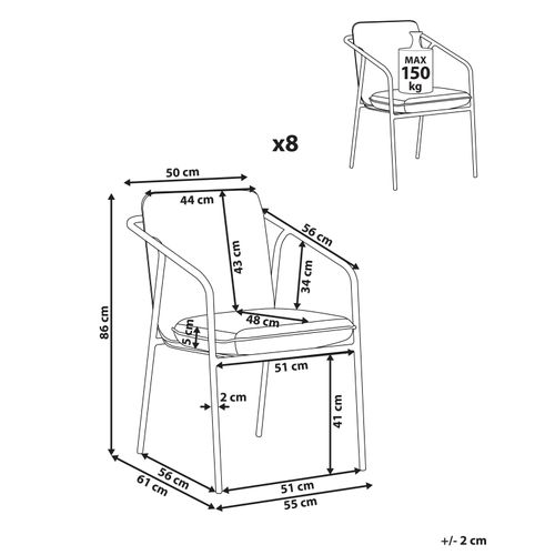 Lot De 8 Chaises De Jardin Avec Coussins Asciano Métal Vert