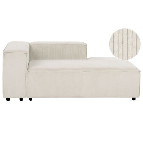 Chaise Longue Côté Gauche Ardal Velours Côtelé Blanc Cassé