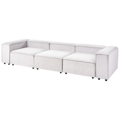 Canapé Modulable 3 Places Ardal Velours Côtelé Blanc Cassé