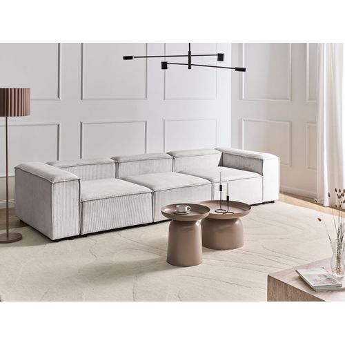 Canapé Modulable 3 Places Ardal Velours Côtelé Blanc Cassé